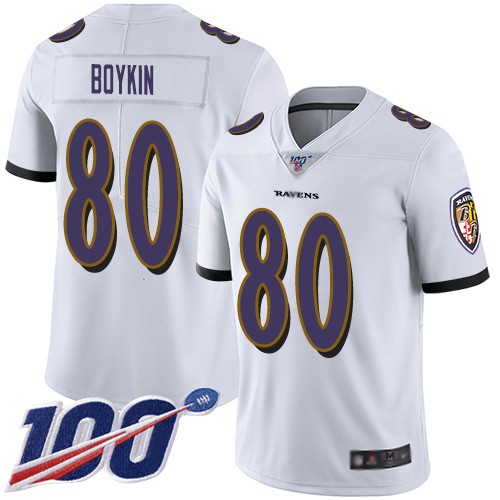 Baltimore Ravens Limited White Men Miles Boykin Road Jersey NFL Football 80 100th Season Vapor Untouchable